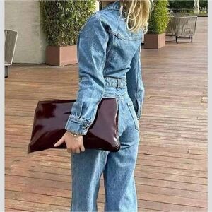 Zara Light Blue Denim Jumpsuit
